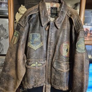 Men's Distressed Leather Military Jacket
